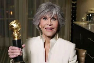 Jane Fonda, winner of Cecil B. deMille Award speaks during the 78th Annual Golden Globe Virtual General Press Room on February 28, 2021. (Photo by Handout/HFPA via Getty Images)
